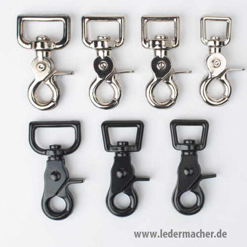 Scherenkarabiner rechteckig - vernickelt / schwarz