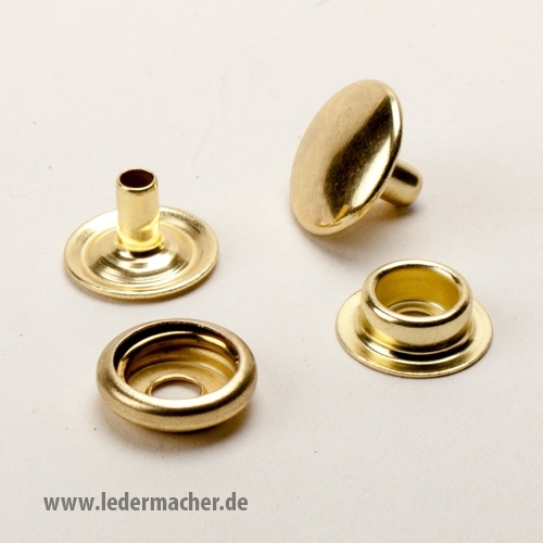 Druckknopf mit Ringfeder - 15 mm - messingfarben