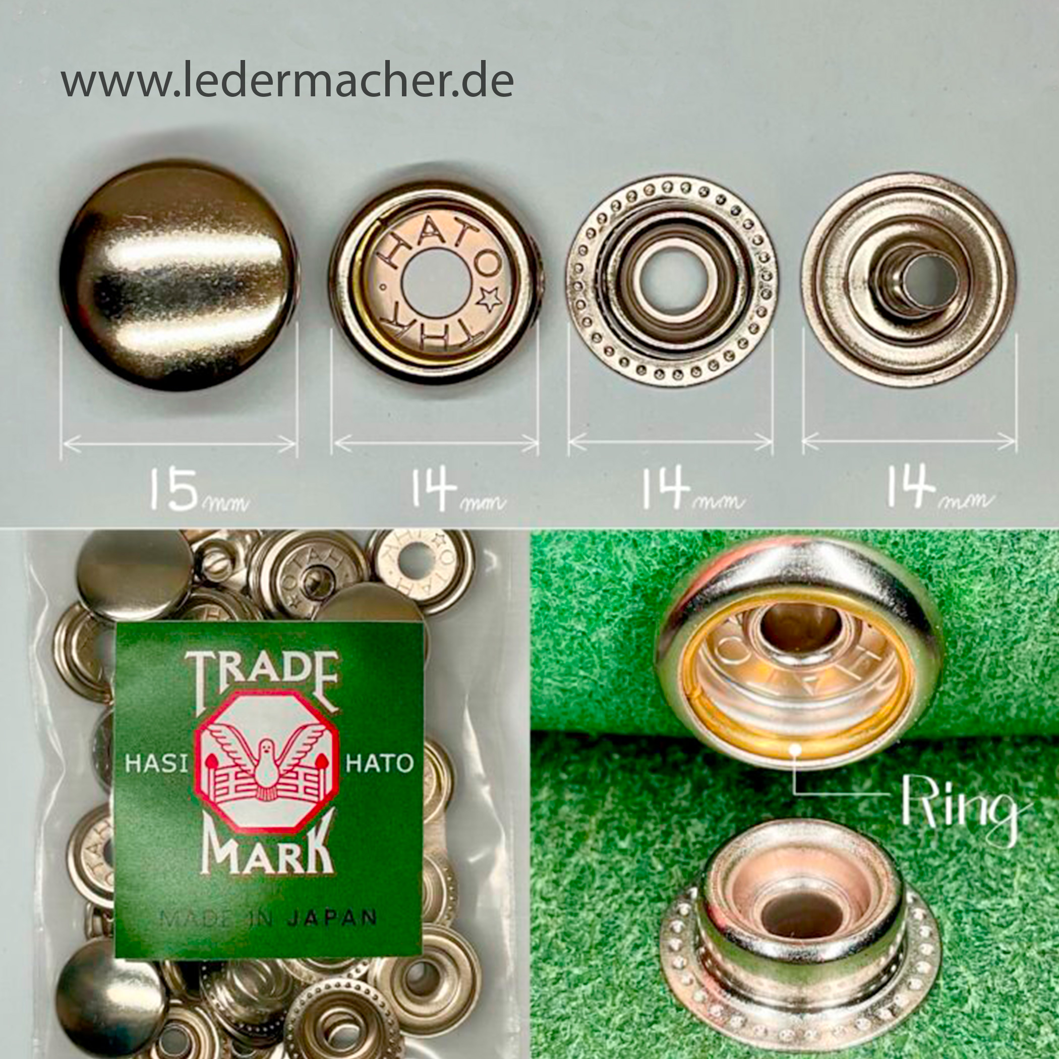 THK/Hasi Hato Premium Druckknopf 15 mm Ringfeder altmessing 15 mm - (10 Sets) THK/Hasi Hato Premium Druckknopf 15 mm Ringfeder altmessing 15 mm - (10 Sets)