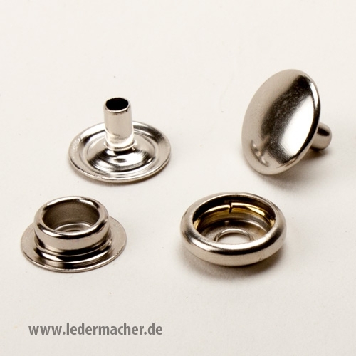 Druckknopf mit Ringfeder - 15 mm - silberfarben