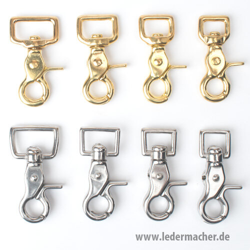 Scherenkarabiner rechteckig - Vollmessing - 26 mm